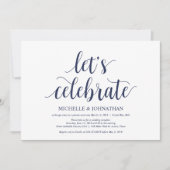 Rustic Wedding Navy Blue Elopement Reception Kaart (Voorkant)