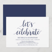 Rustic Wedding Navy Blue Elopement Reception Kaart (Voorkant / Achterkant)