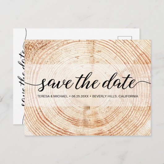Rustic Wedding No Photo Wood Grain Texture Custom Briefkaart (Voorkant / Achterkant)