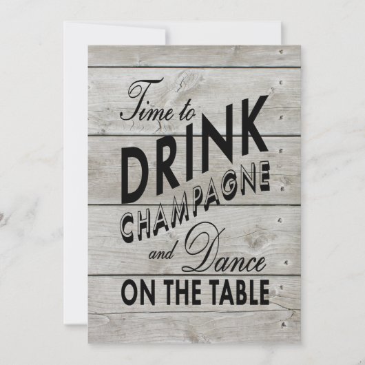 Rustic Wedding nodigt tijd uit om Champagne te Dri Kaart (Voorkant)