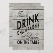 Rustic Wedding nodigt tijd uit om Champagne te Dri Kaart (Voorkant / Achterkant)