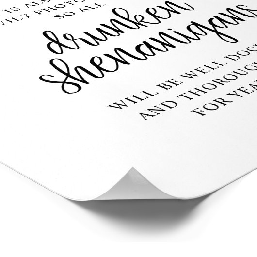 Rustic Wedding Open Bar, Drunken Shenanigans Poster (Hoek)