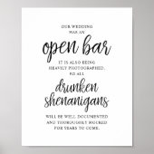 Rustic Wedding Open Bar, Drunken Shenanigans Poster (Voorkant)