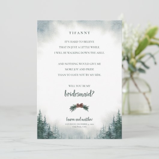 Rustic Wedding Party Bridesmaid proposal Kaart (Staand voorkant)
