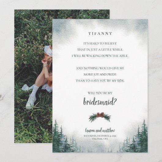 Rustic Wedding Party Bridesmaid proposal Kaart (Voorkant / Achterkant)