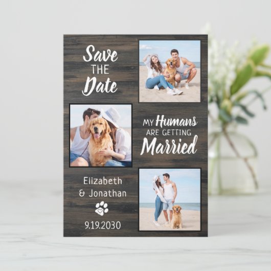 Rustic Wedding Pet Photo Dog Save the Date (Staand voorkant)
