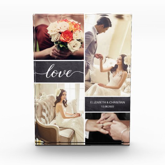 Rustic Wedding Photo Collage Love script Fotoblokken (Voorkant)