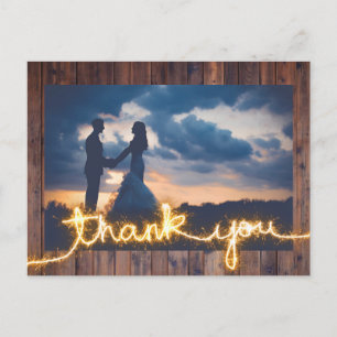 Rustic Wedding Photo Modern Sparkler Hartelijk dan Briefkaart