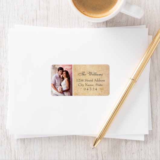  Rustic Wedding Photo Return Address Etiket (Insitu)