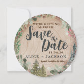 Rustic Wedding Photo Wood Grain Save the Date Kaart (Voorkant)
