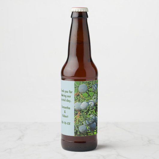 Rustic Wedding Pine Branch Berries Hartelijk dank Bier Etiket (Voorkant)