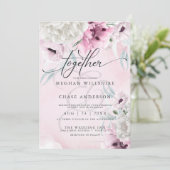 Rustic Wedding Pink Floral Kaart (Staand voorkant)