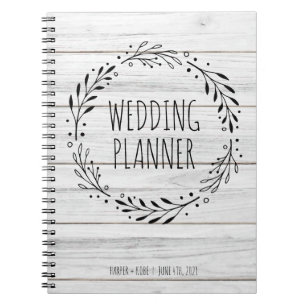 Rustic Wedding Planner Wood en Wreath Notitieboek