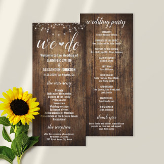 Rustic Wedding Program Programmakaart