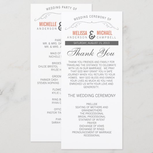 Rustic Wedding Program Programmakaart (Voorkant / Achterkant)