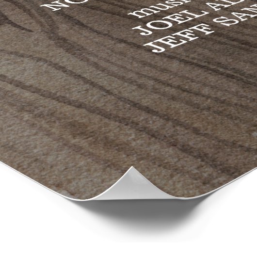 Rustic Wedding Program Wedding Party Sign Poster (Hoek)