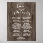 Rustic Wedding Program Wedding Party Sign Poster (Voorkant)