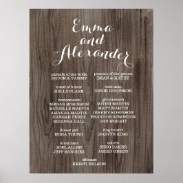 Rustic Wedding Program Wedding Party Sign Poster