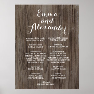 Rustic Wedding Program Wedding Party Sign Poster