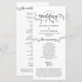 Rustic Wedding programma kaart in kalligrafie ontw (Voorkant / Achterkant)