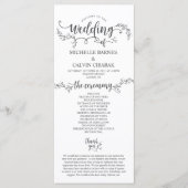 Rustic Wedding programma kaart in kalligrafie ontw (Voorkant)