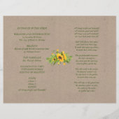 Rustic Wedding Programme SUNFLOWERS Kraft Kijk (Achterkant)