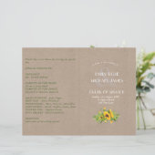 Rustic Wedding Programme SUNFLOWERS Kraft Kijk (Staand voorkant)