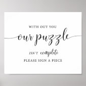 Rustic Wedding Puzzle Guest Book Sign Poster (Voorkant)