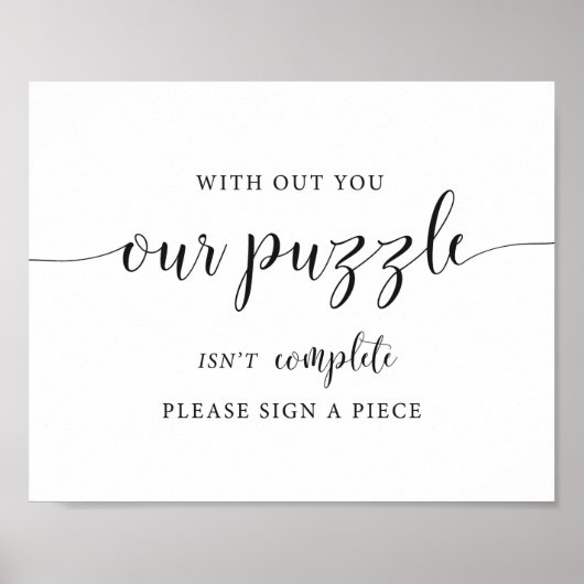 Rustic Wedding Puzzle Guest Book Sign Poster (Voorkant)