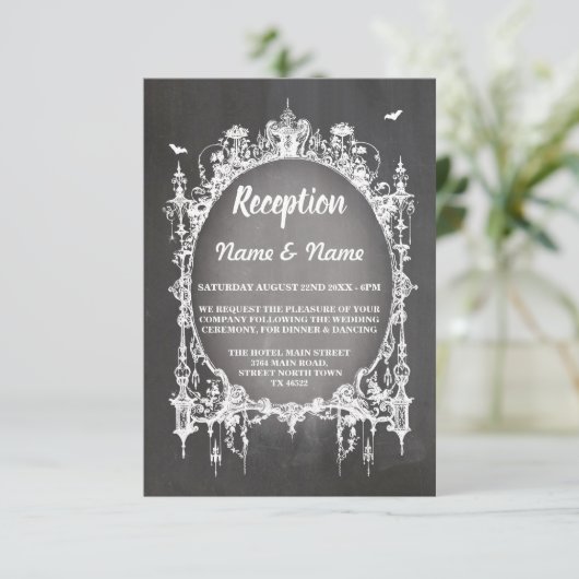 Rustic Wedding Reception Cards Gothic Lijst Informatiekaartje (Staand voorkant)