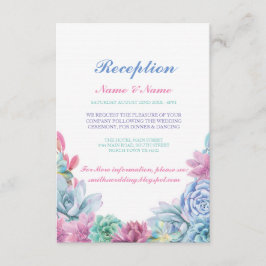 Rustic Wedding Reception Cards Pastels Succulents Informatiekaartje