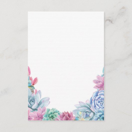 Rustic Wedding Reception Cards Pastels Succulents Informatiekaartje (Achterkant)