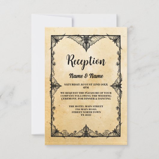Rustic Wedding Reception Kaart Gothic Lijst (Voorkant)