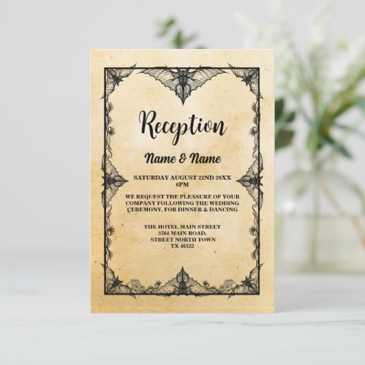 Rustic Wedding Reception Kaart Gothic Lijst (Staand voorkant)