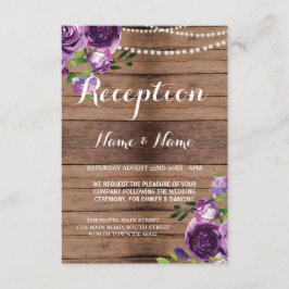 Rustic Wedding Reception Kaarten Paarse houten blo