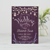 Rustic Wedding Reception - Paarse Wood Lavender Kaart (Staand voorkant)
