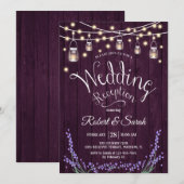 Rustic Wedding Reception - Paarse Wood Lavender Kaart (Voorkant / Achterkant)