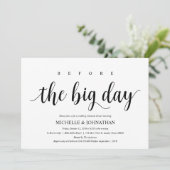 Rustic Wedding Rehearsal Dinner, Black and White Kaart (Staand voorkant)