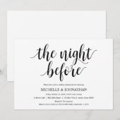 Rustic Wedding Rehearsal Dinner, Black and White Kaart (Voorkant / Achterkant)