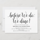 Rustic Wedding Rehearsal Dinner, Black and White Kaart (Voorkant)