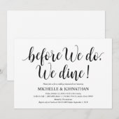 Rustic Wedding Rehearsal Dinner, Black and White Kaart (Voorkant / Achterkant)