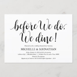 Rustic Wedding Rehearsal Dinner, Black and White Kaart