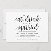 Rustic Wedding Rehearsal Dinner, Black and White Kaart (Voorkant)