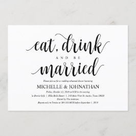 Rustic Wedding Rehearsal Dinner, Black and White Kaart
