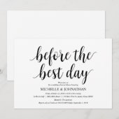 Rustic Wedding Rehearsal Dinner, Black and White Kaart (Voorkant / Achterkant)