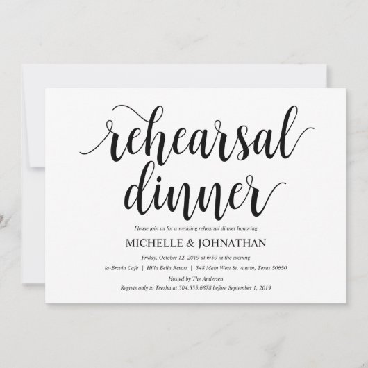Rustic Wedding Rehearsal Dinner Invitation Card Kaart (Voorkant)