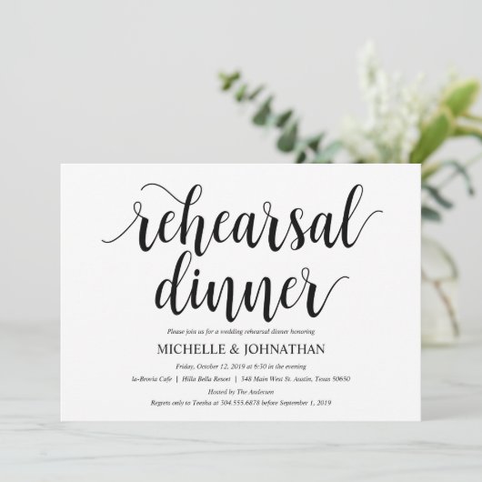 Rustic Wedding Rehearsal Dinner Invitation Card Kaart (Staand voorkant)