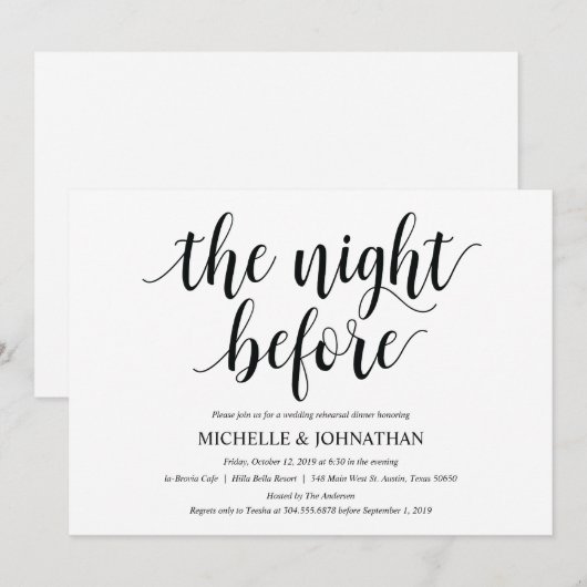 Rustic Wedding Rehearsal Dinner Invitation Card Kaart (Voorkant / Achterkant)