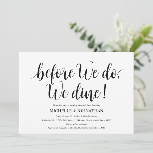 Rustic Wedding Rehearsal Dinner Invitation Card Kaart (Staand voorkant)