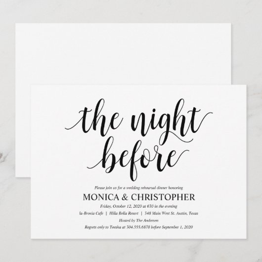 Rustic Wedding Rehearsal Dinner Invitation Card Kaart (Voorkant / Achterkant)